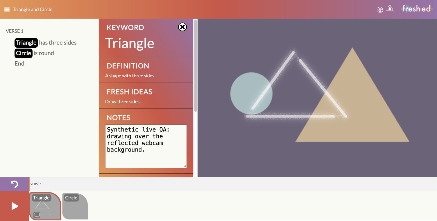 Generated shapes reflected behind drawing strokes at 50 percent opacity