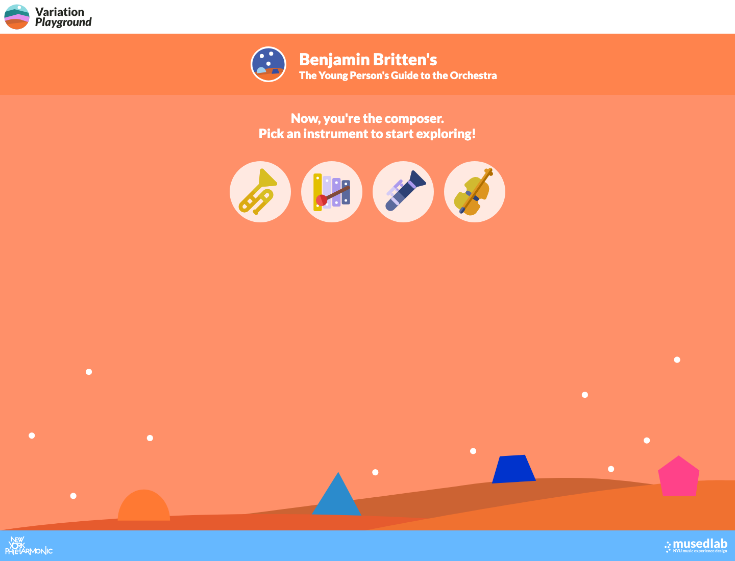 The Young Person’s Guide to the Orchestra: original playground opening screen
